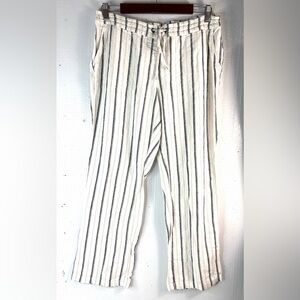Per Se Cream and Black Striped Wide Leg Pants